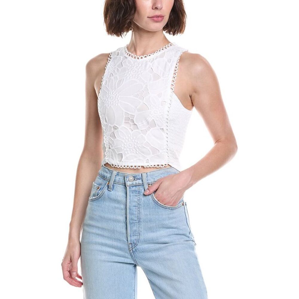 To My Lovers Womens Embellished Top, White